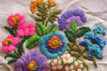 立體花籃刺繡圖案